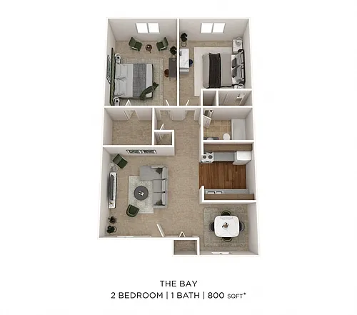 Floor plan Two Bedroom 1 Bath - 800 sqft