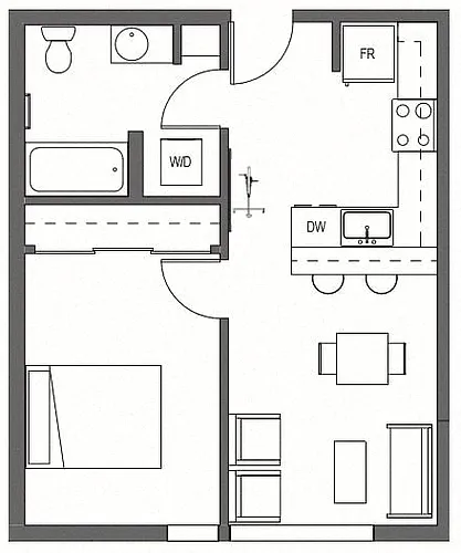 Floor plan One Bedroom - A2
