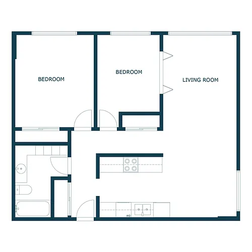 Floor plan Two Bedroom 21A