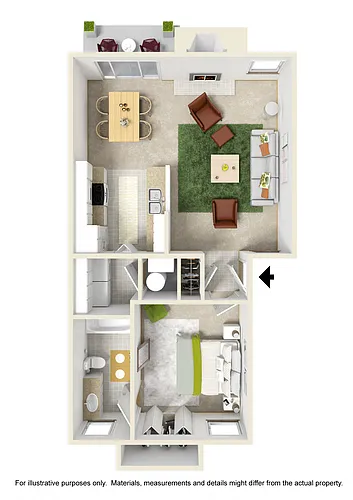Floor plan 1 Bed 1 Bath