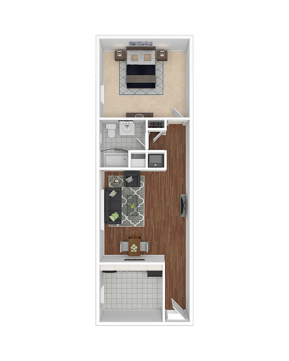 Floor plan One Bedroom- Renovated