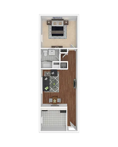 Floor plan One Bedroom- Renovated