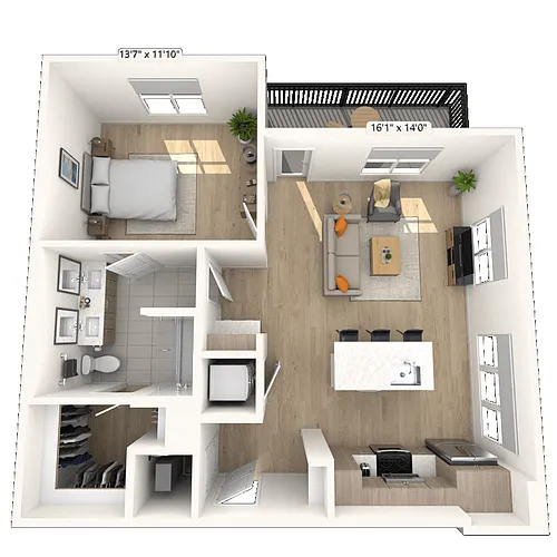 Floor plan A8 1x1 831 SF