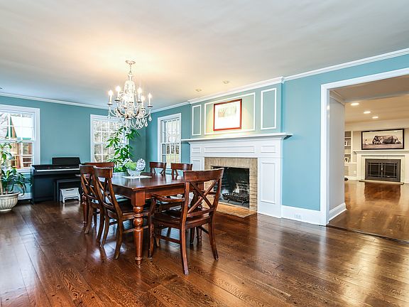 Dining room with fireplace