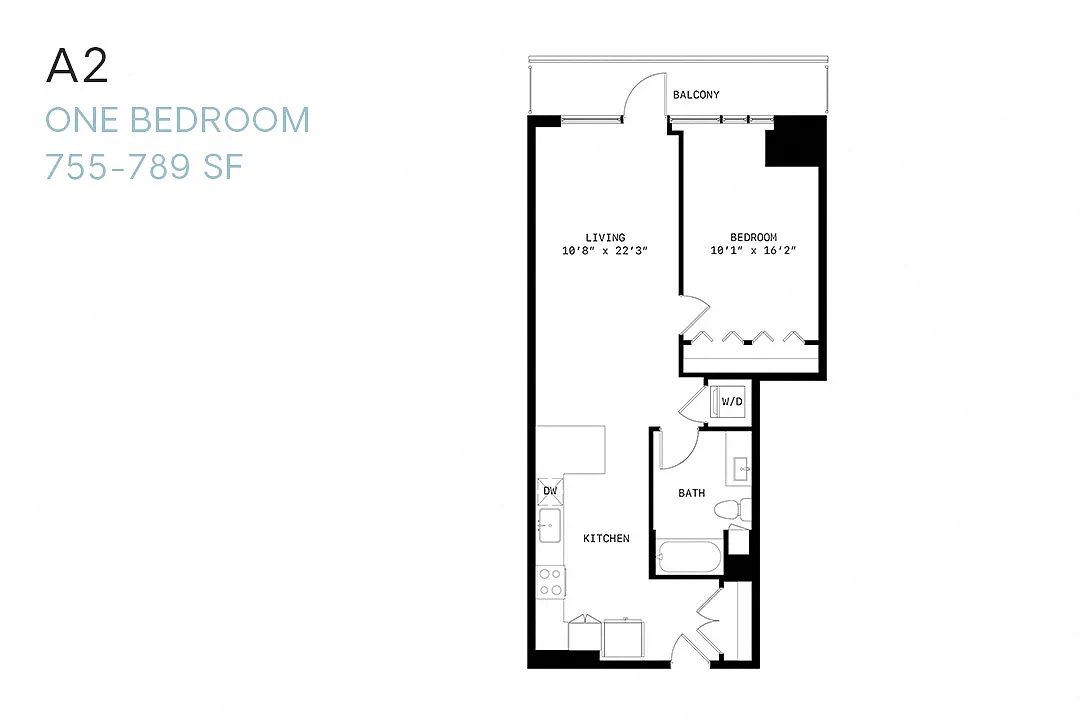 Floor plan One Bedroom A2