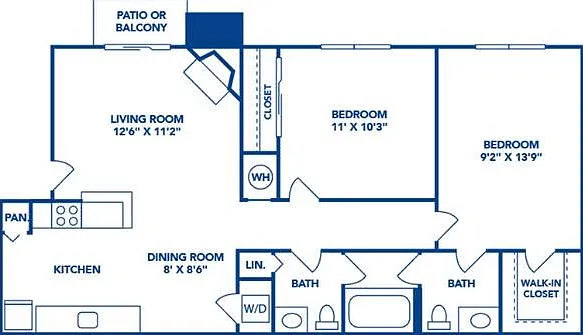 2 Bedroom | 1.5 Bath | 809 SF 2 Bedroom | 1.5 Bath | 809 SF