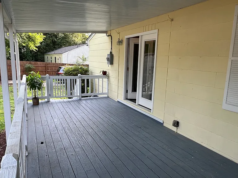 large covered side porch (west side)