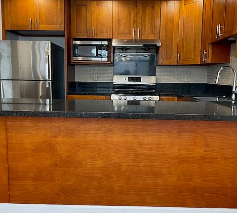 Kitchen opens to separate dining room