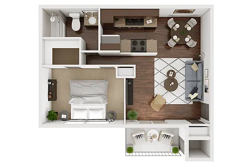 Floor plan 1 Bed, 1 Bath