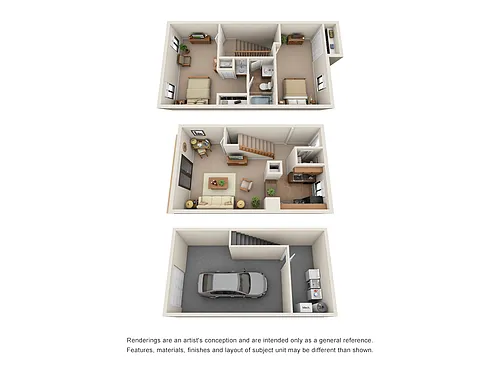 Floor plan Two Bedroom Townhome With Garage