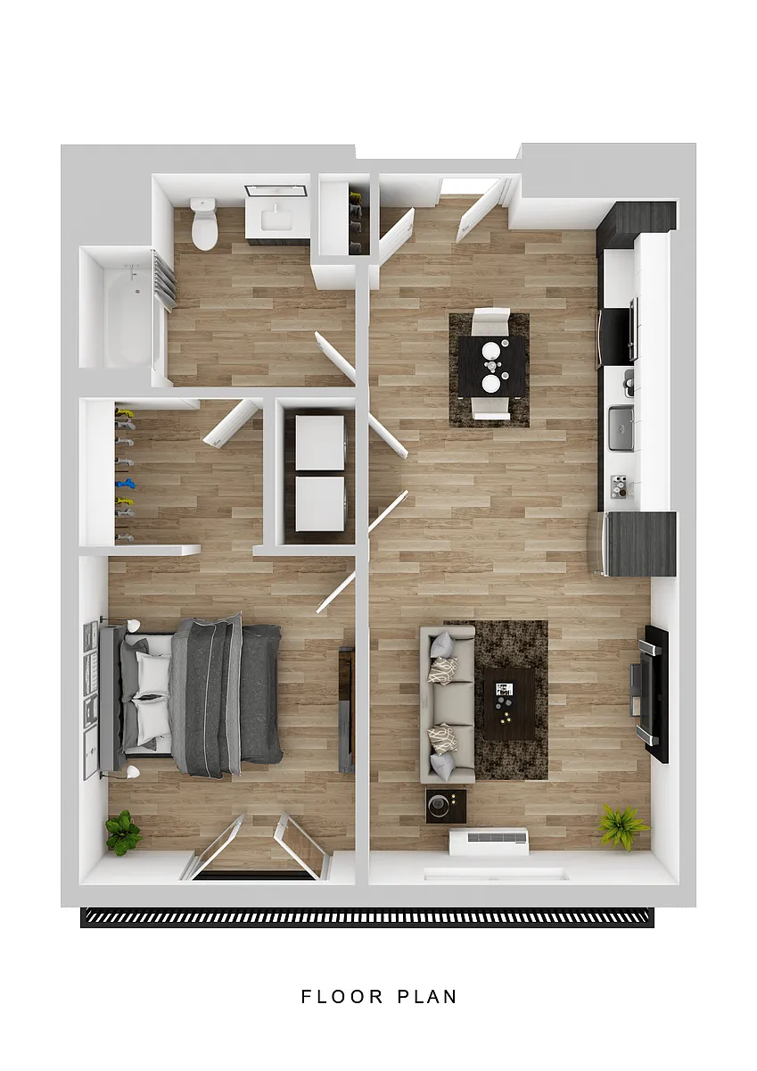 Floor plan Klipsan - 1 Bed A Patio (ANSI)