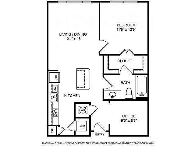 Floor plan Sunset - One Bedroom w - Office
