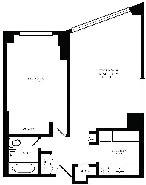 Floor plan Tier 04/05 (1BR/1BA)