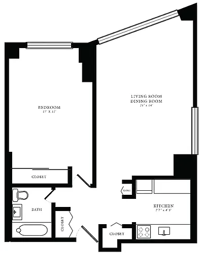 Floor plan Tier 04/05 (1BR/1BA)