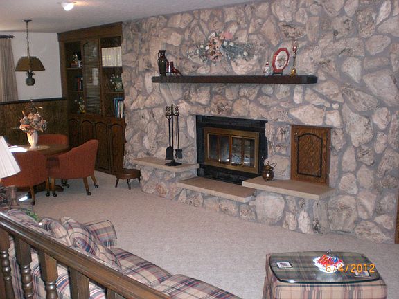 Stone fireplace