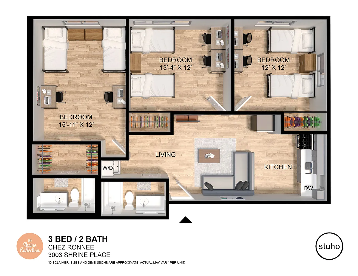Floor plan Three Bedroom - Chez Ronee