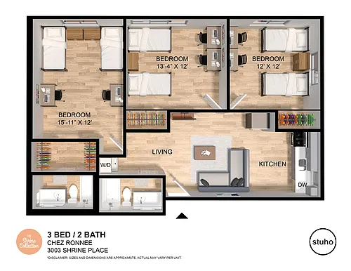 Floor plan Three Bedroom - Chez Ronee