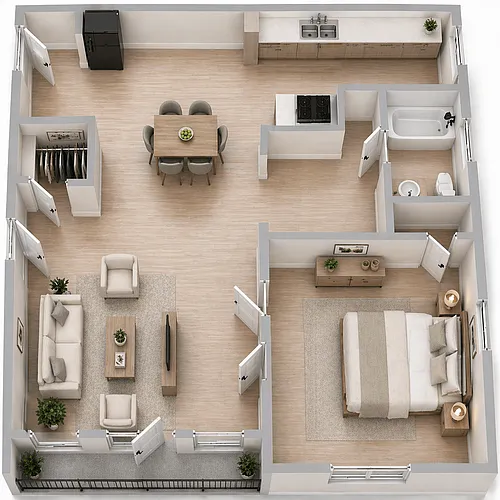 Floor plan 1 Bedroom Victorian