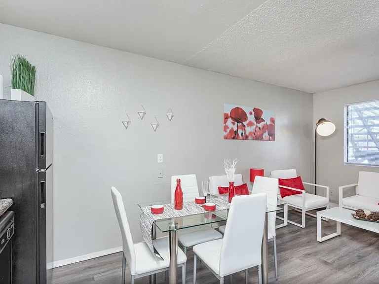 Dining area connected to living room for easy entertaining