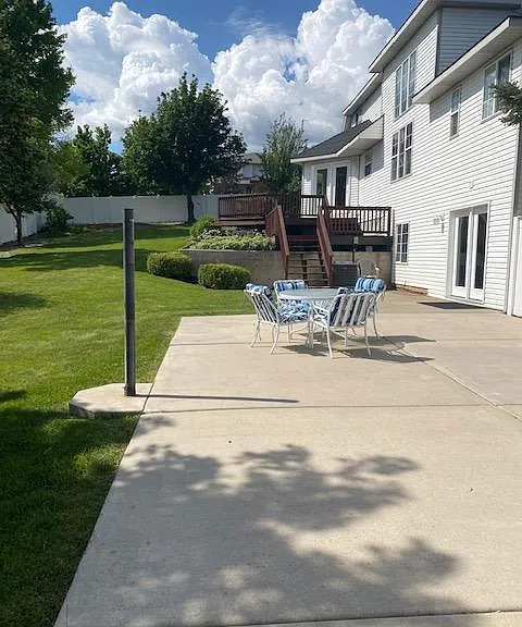Backyard patio and Apartment Entrance