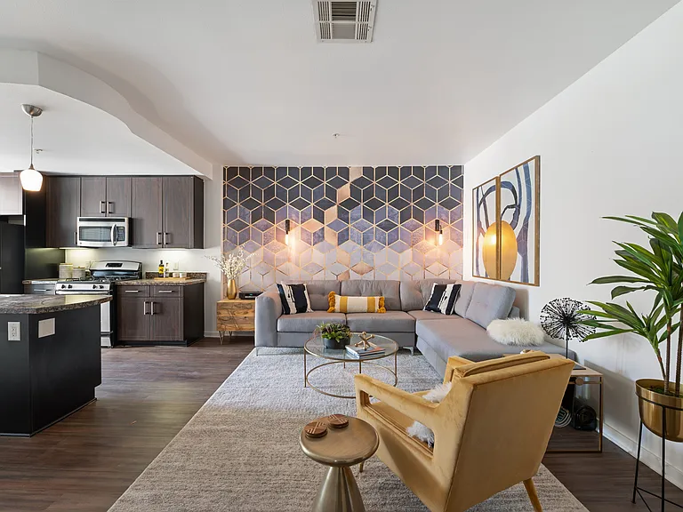 7950 West Sunset Los Angeles, CA One Bedroom Model Living Room