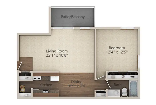 Floor plan 1 Bedroom (687 sq ft)