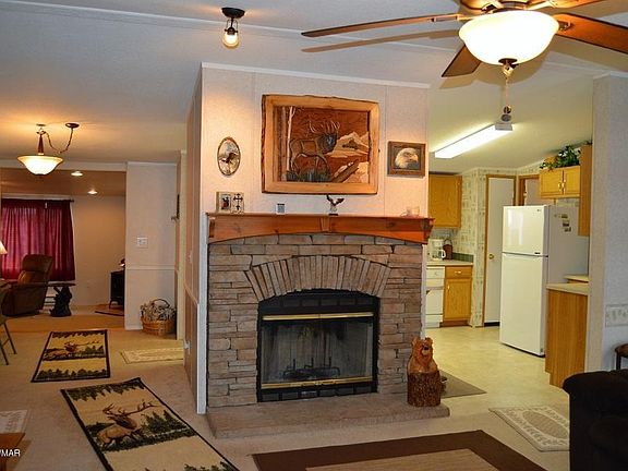 Wood Fireplace and Open Floorplan
