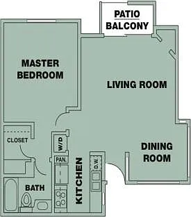 Floor plan 1 Bedroom/ 1 Bath
