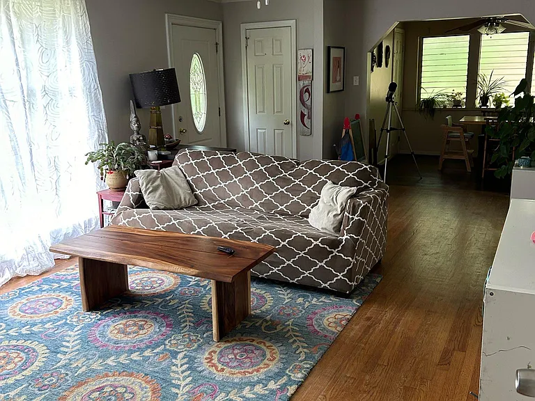 Living room into dining room view

coat closet