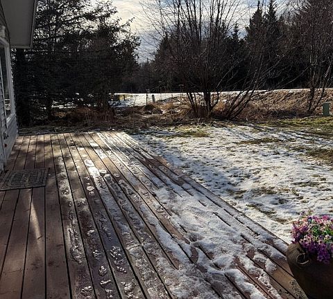 Large deck catches a lot of sunlight.