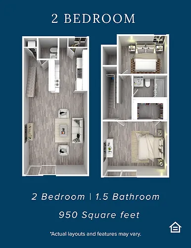 Floor plan 2 Bedrom 1.5 Bath Townhouse
