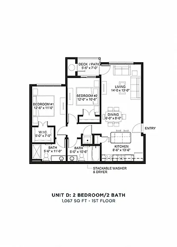 Floor plan Two Bedroom - D