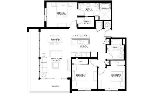 Floor plan 3 Bed/2 Bath-C2
