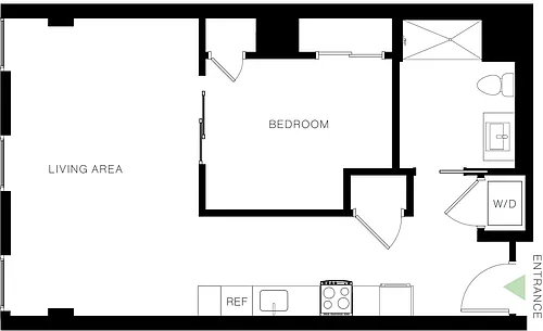 Floor plan 1BD, 1BTH E