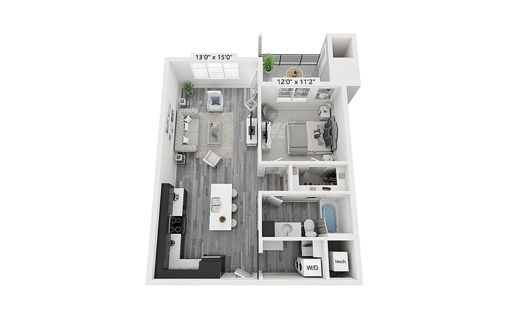 Floor plan Large One Bedroom One Bath