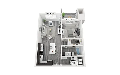 Floor plan Large One Bedroom One Bath