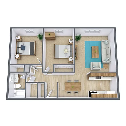 Floor plan Two Bedroom 21A