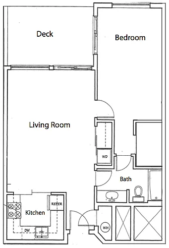 Floor plan Space Needle & Elliott B 1 Bed