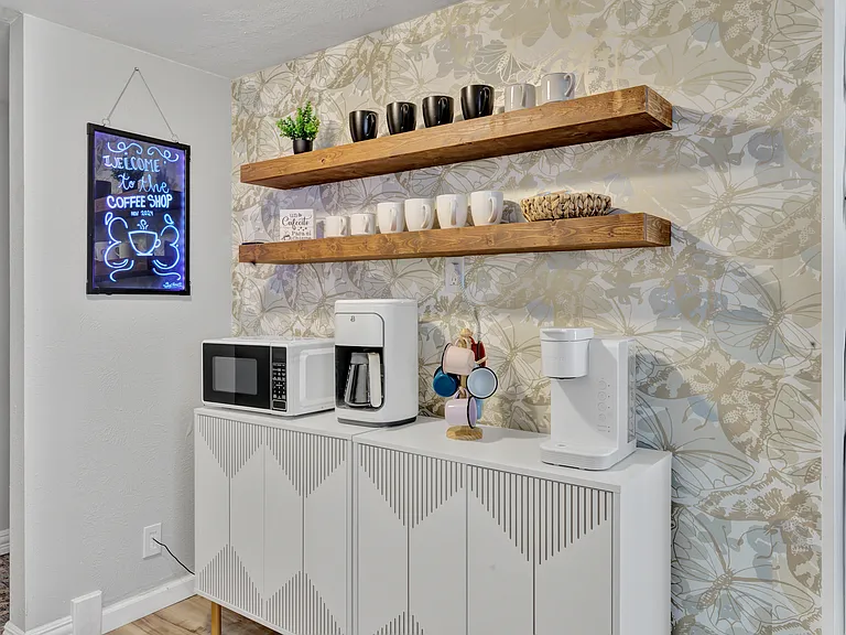 coffee bar next to kitchen