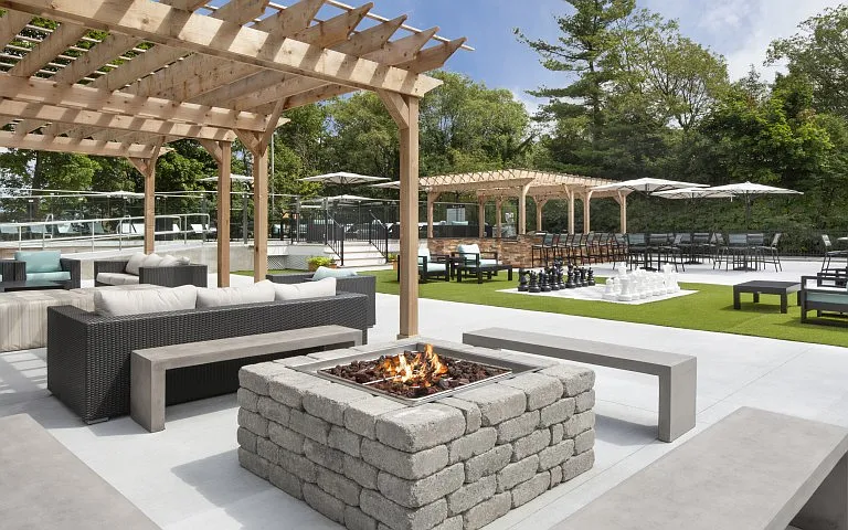 Outdoor fire-pit and seating