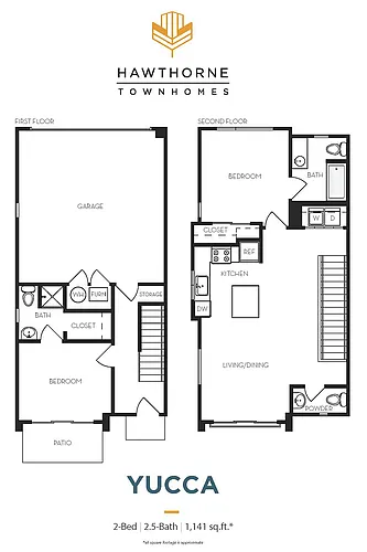 Floor plan 2 Bed, 2.5 Bath - Apt A