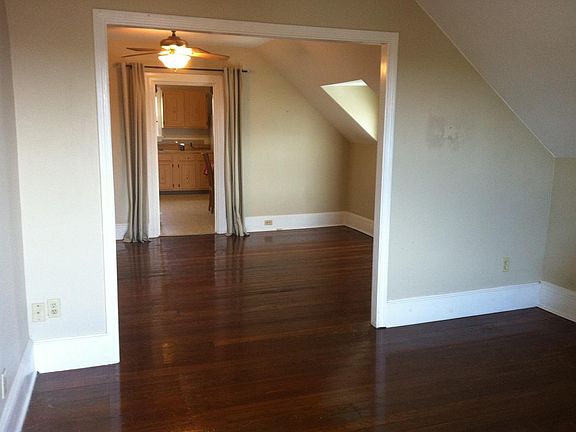 View of the kitchen from front entrance.