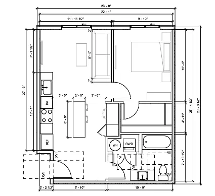 Floor plan 1 Bedroom C