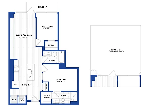 Floor plan JR 2 Bed/2 Bath-P1