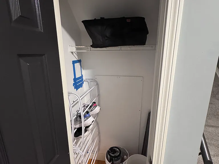 Coat and shoe closet by entrance