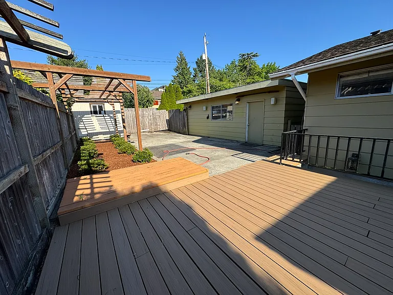 Expansive deck area at back of house