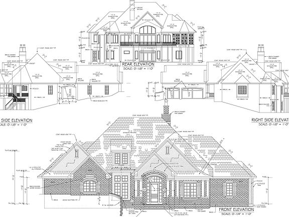 Elevations of custom home plans by Stephen Davis Designs