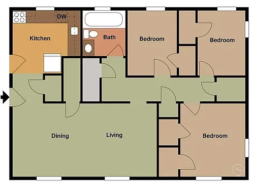 Floor plan 3 Bed 1 Bath