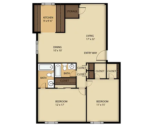 Floor plan 2 Bedroom Patriot