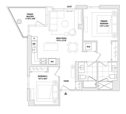 Floor plan 2 BED A6
